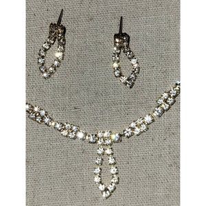 Vintage 80’s After Thoughts Rhinestone Collar Gold Tone Necklace Earrings Set